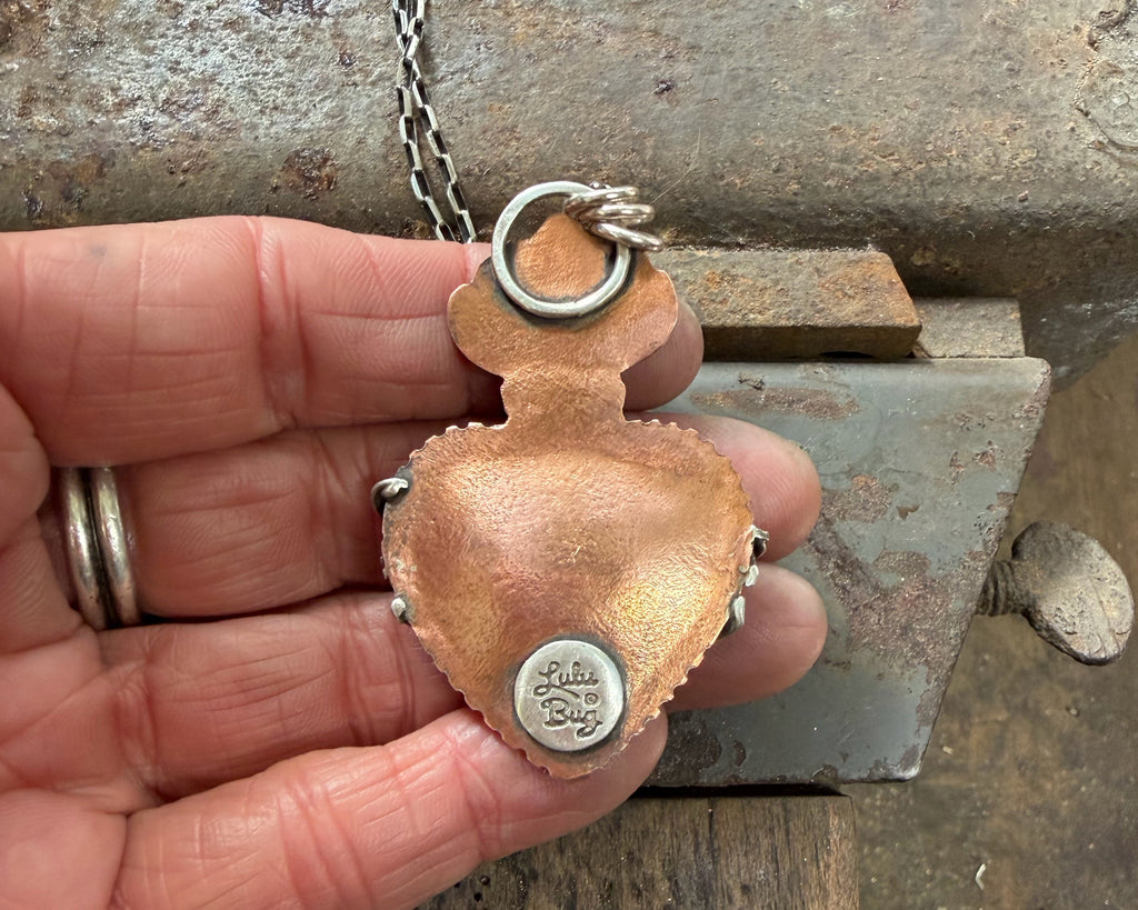 Mixed Metal Sacred Heart with Barbed Wire