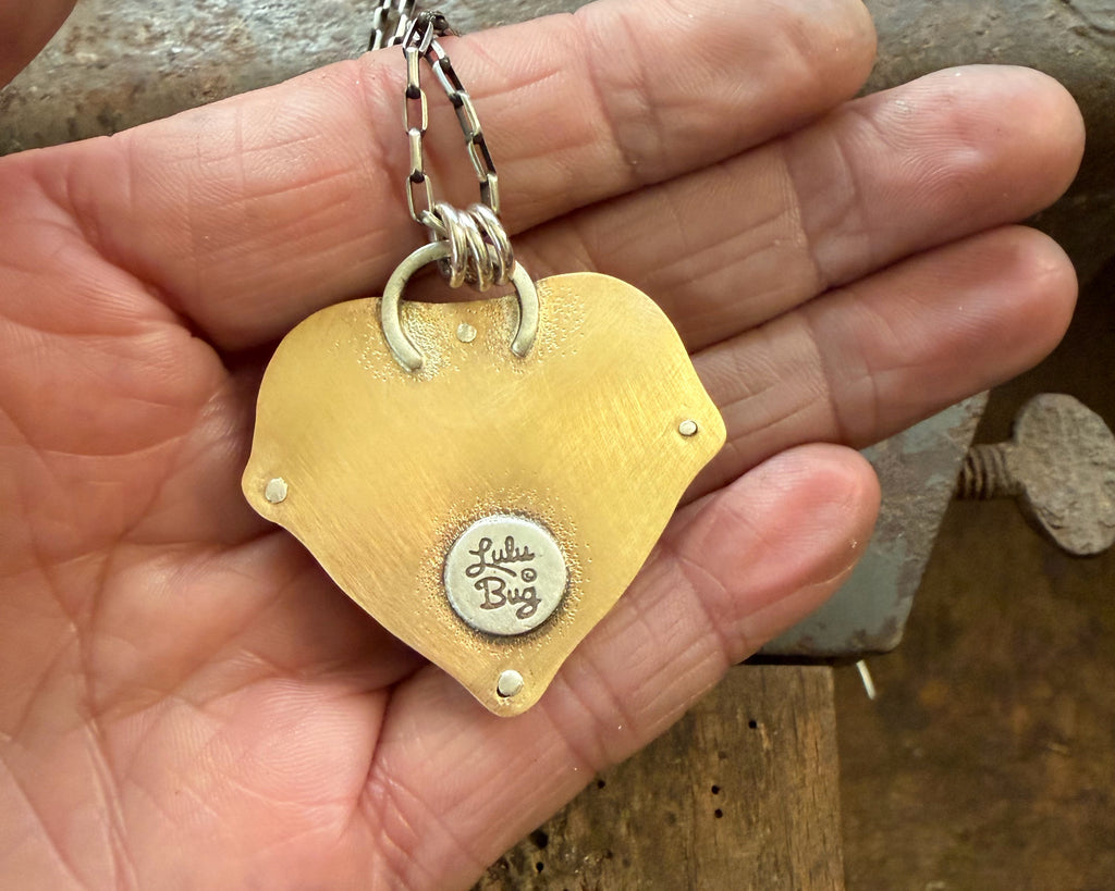 Mixed Metal Heart with Glass Eye #2