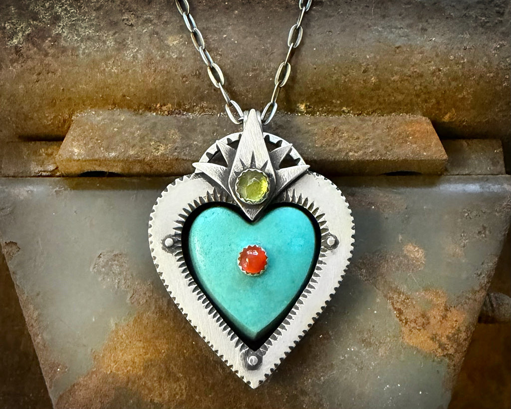 Turquoise Sacred Heart Necklace
