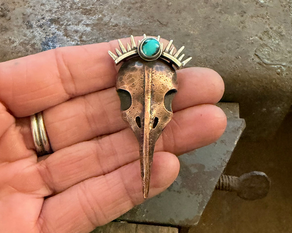 Raven Skull Brooch