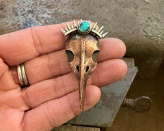 Raven Skull Brooch