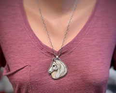 Dapple Grey Porcelain Horse Necklace