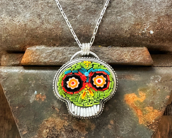 Micro Mosaic Skull Necklace #6