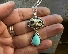 Burrowing Owl Necklace With Turquoise