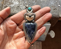 Otter with Sodalite and Turquoise