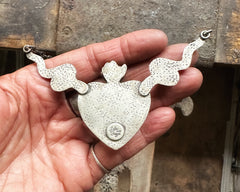 Green Bowlerite Sacred Heart with Snakes