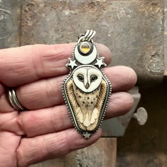 Barn Owl Necklace with Citrine