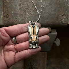 Porcelain Rabbit Moon Necklace