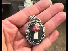 Porcelain Mushroom and Snail Necklace