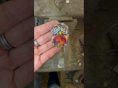 Fiery Orange Aurora Opal Skull