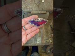 Dark Aurora Opal Bat Necklace