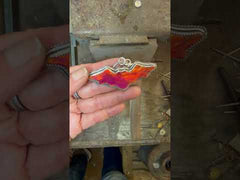 Fiery Orange Aurora Opal Bat Necklace