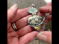 Mixed Metal Sacred Heart with Barbed Wire