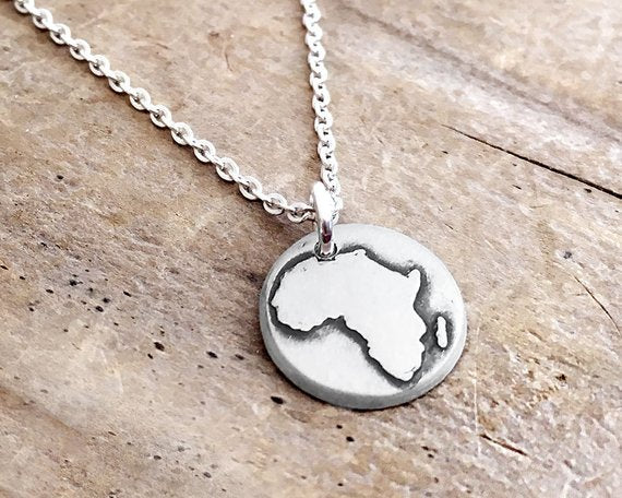 Africa map Silver necklace Lulu Bug jewelry