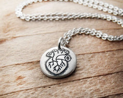 Tiny Anatomical Heart Necklace