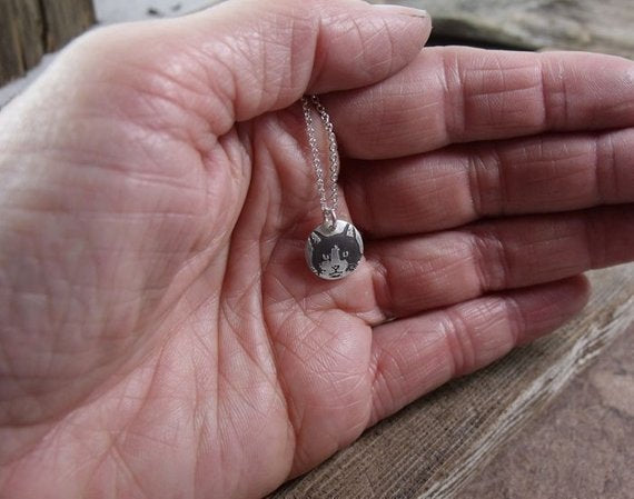 Tiny Black and White Cat Necklace