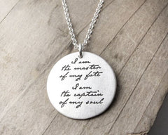 Compass Necklace with Invictus Quote