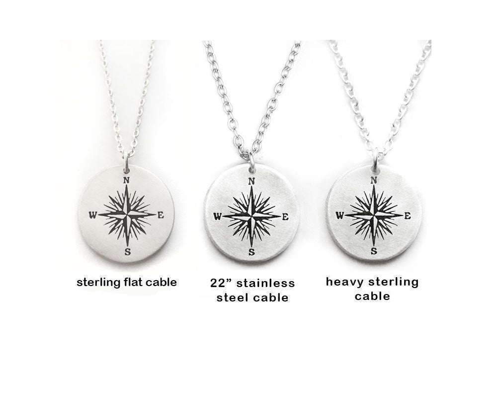 Compass Necklace with Thoreau Quote