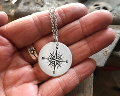 Compass Necklace with Thoreau Quote