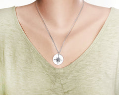 Compass Necklace with Thoreau Quote