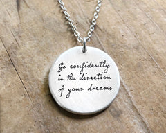 Compass Necklace with Thoreau Quote
