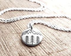 Tiny Mountain and Trees Necklace