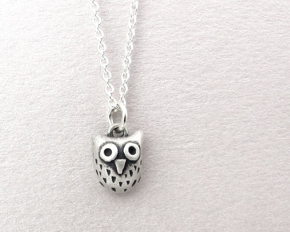 Very tiny owl necklace in sterling silver