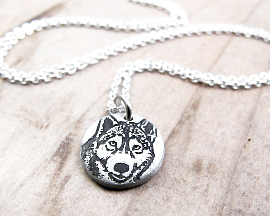 Tiny Husky Necklace in Silver