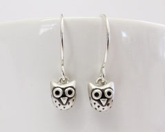 Very tiny owl earrings in sterling silver