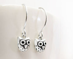 Very tiny owl earrings in sterling silver