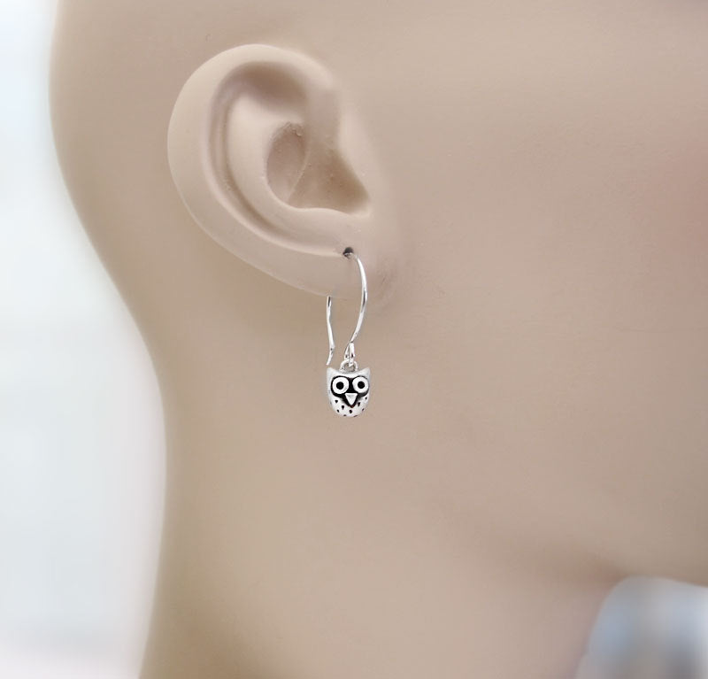 Very tiny owl earrings in sterling silver
