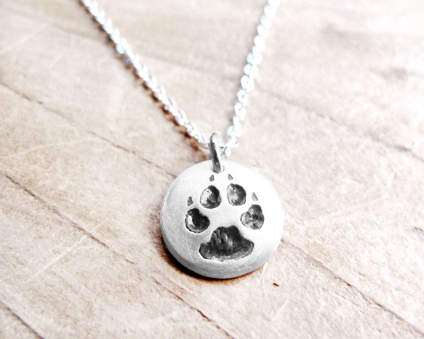 Paw Print Necklace Heart Silhouette Cat Dog Pet Lover Gift Sterling Silver  Chain | eBay