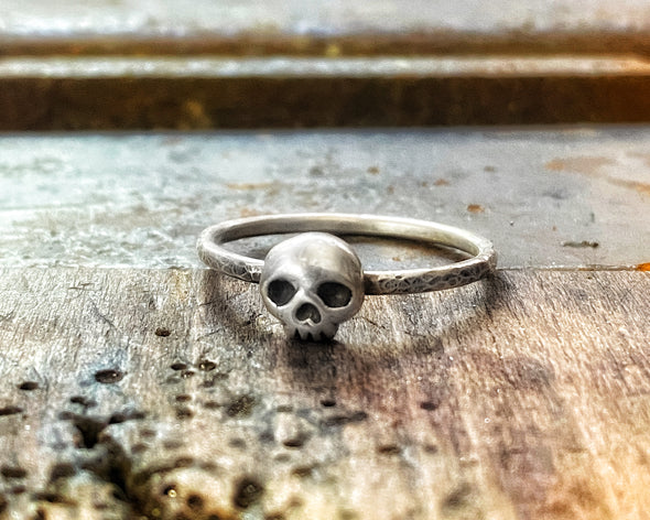 Tiny Skull Ring in Sterling Silver