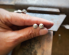 Tiny Skull Post Earrings