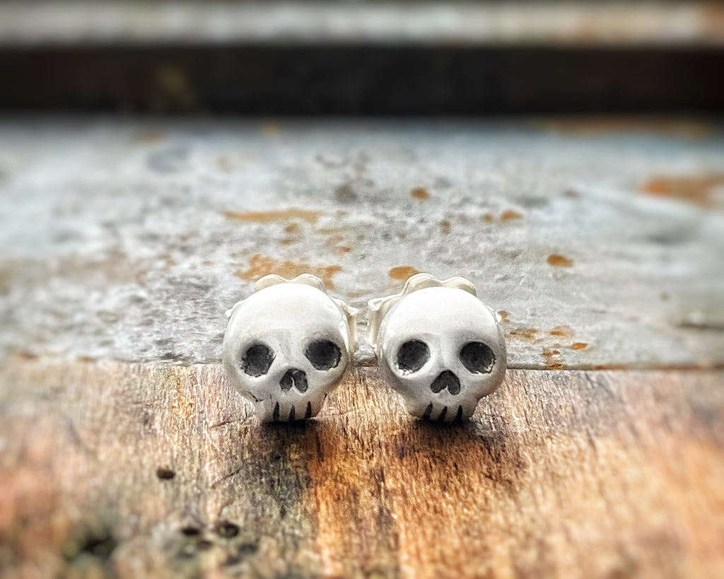 Tiny Skull Post Earrings