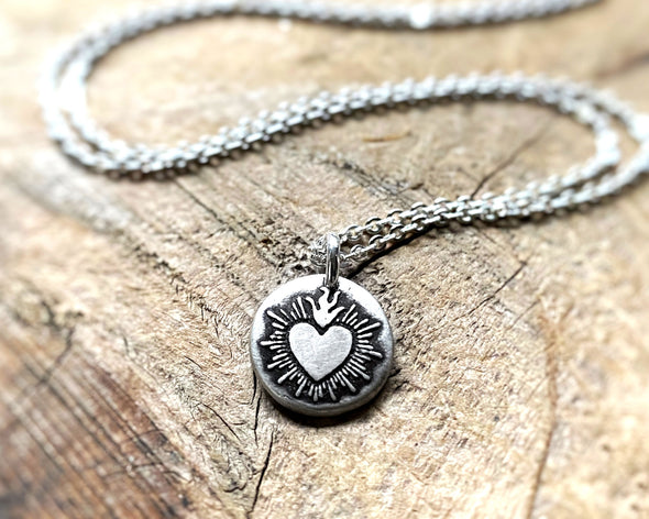 Tiny Sacred Heart Necklace